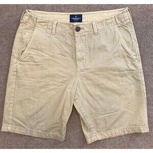 American Eagle Shorts Mens 32 Flat Front Classic Chino Cotton Twill Camp Hike